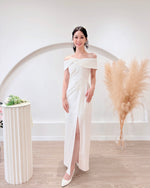 *PLUS SIZE* Off Shoulder Knot Design Slit Maxi Gown (S-2XL)
