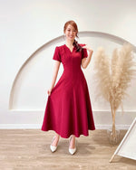 *PLUS SIZE* Split Crew Neck A Line Maxi Dress MAROON (S-2XL)
