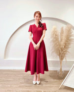 *PLUS SIZE* Split Crew Neck A Line Maxi Dress MAROON (S-2XL)