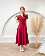 *PLUS SIZE* Split Crew Neck A Line Maxi Dress MAROON (S-2XL)