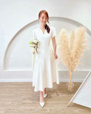 *PLUS SIZE* Split Crew Neck A Line Maxi Dress WHITE (S-2XL)