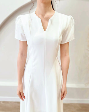 *PLUS SIZE* Split Crew Neck A Line Maxi Dress WHITE (S-2XL)