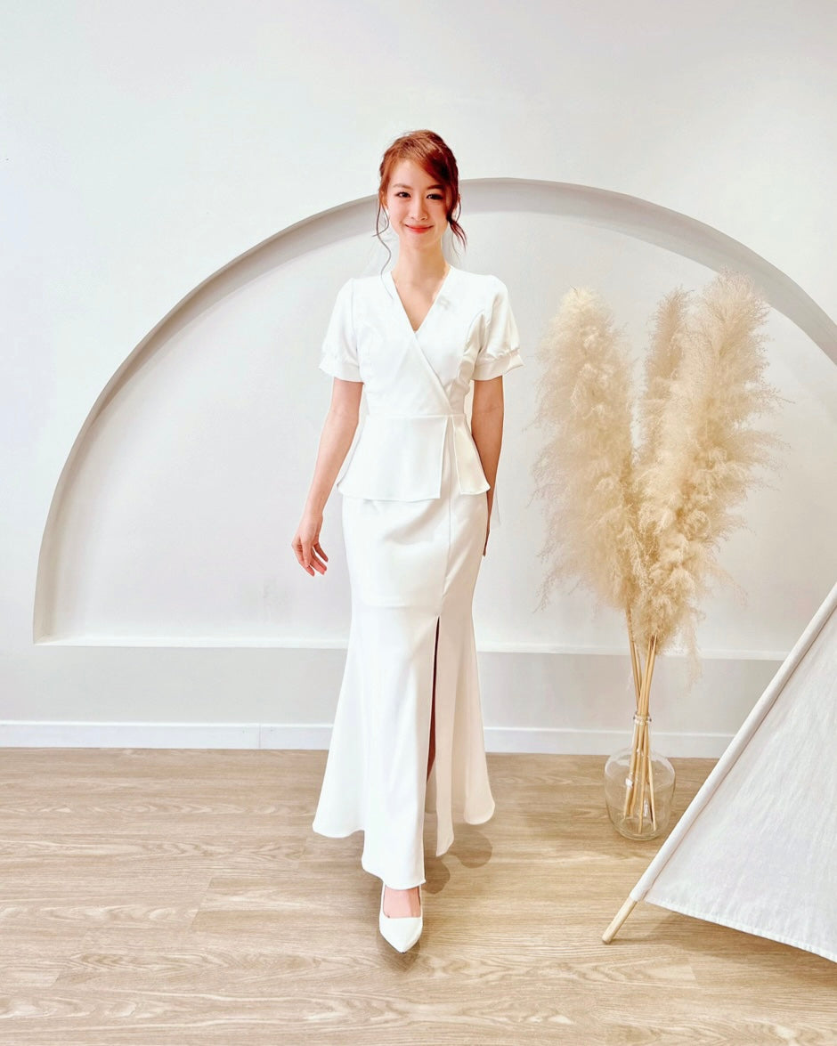 V Fake 2 Piece Design Slit Maxi Dress (S-XL)