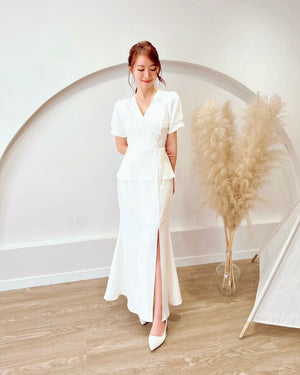 V Fake 2 Piece Design Slit Maxi Dress (S-XL)