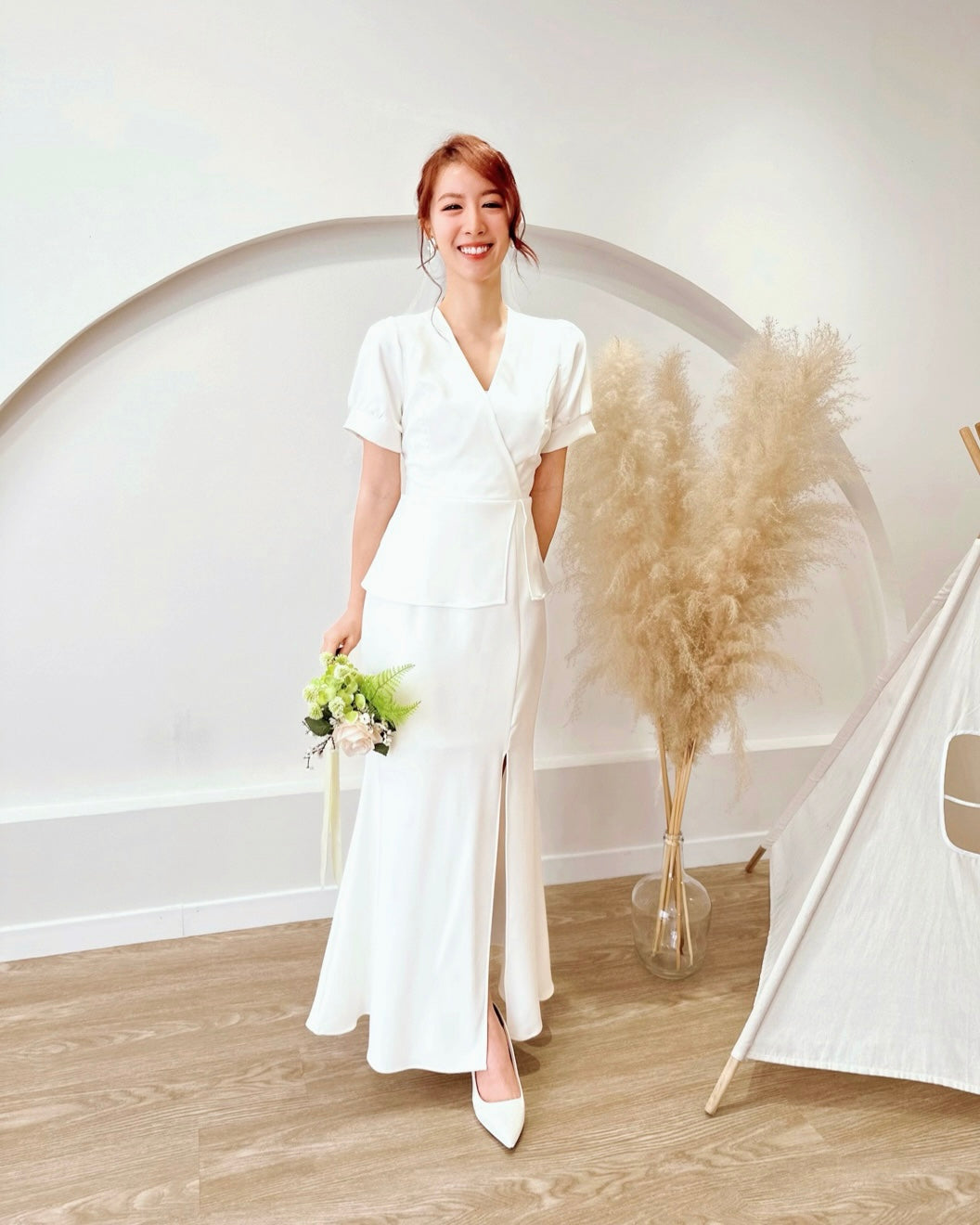 V Fake 2 Piece Design Slit Maxi Dress (S-XL)