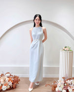 Sleeveless Beads Design Straight Maxi Dress WHITE/ BABY BLUE (S-L)