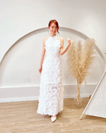 Furry Halter Design Flare Maxi Gown (SM)