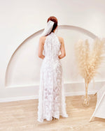 Furry Halter Design Flare Maxi Gown (SM)