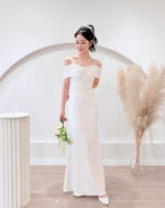 *S&C Made PLUS SIZE* Bow Design Pearl Mermaid Maxi Gown WHITE (S-2XL)