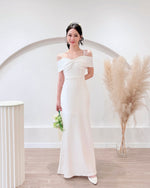 *S&C Made PLUS SIZE* Bow Design Pearl Mermaid Maxi Gown WHITE (S-2XL)