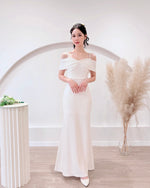 *S&C Made PLUS SIZE* Bow Design Pearl Mermaid Maxi Gown WHITE (S-2XL)