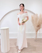 *S&C Made PLUS SIZE* Bow Design Pearl Mermaid Maxi Gown WHITE (S-2XL)