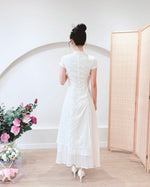 Short Sleeve Asymmetry Cheongsam Dress WHITE/ BLUE/ BEIGE (S-2XL)