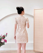 Golden Embroidery Mini Cheongsam BEIGE/ BLACK (S-2XL)