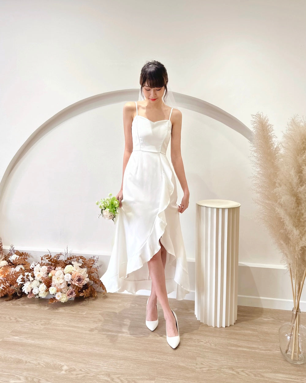 Sweetheart Spaghetti Straps Ruffles Maxi Gown (S)