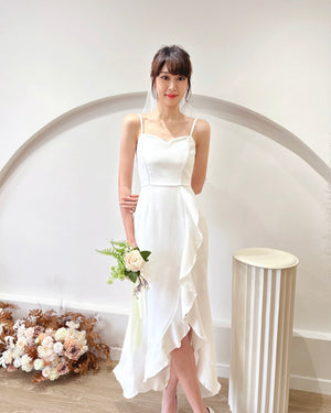 Sweetheart Spaghetti Straps Ruffles Maxi Gown (S)