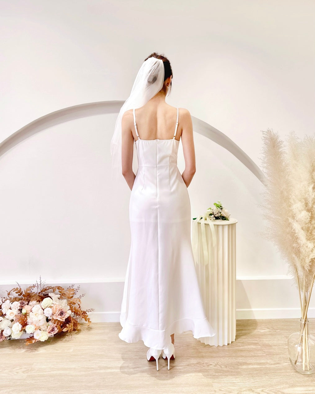 Sweetheart Spaghetti Straps Ruffles Maxi Gown (S)