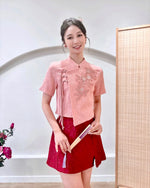 Embroidery Beads Oriental Top CHAMPAGNE/ WHITE/ PINK (M-2XL)