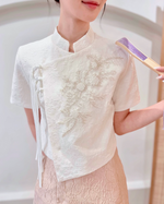 Embroidery Beads Oriental Top CHAMPAGNE/ WHITE/ PINK (M-2XL)