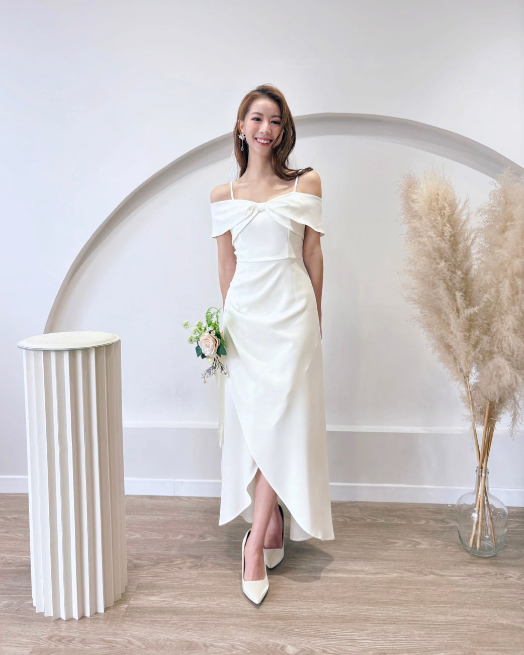 *PLUS SIZE* Bow Design Cold Shoulder Maxi Gown (S-2XL)