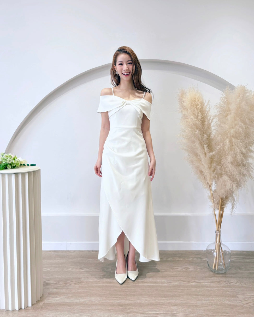 *PLUS SIZE* Bow Design Cold Shoulder Maxi Gown (S-2XL)