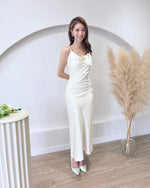 Satin Spaghetti Straps Cowl Neck Dress CREAM (S-L)