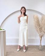 Satin Spaghetti Straps Cowl Neck Dress CREAM (S-L)
