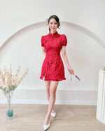 3D Embroidery Lace Mini Qipao WHITE/ PINK/ RED (S-2XL)