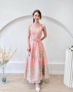 Halter Top with Hanfu Skirt Set PEACH PINK/ MAROON (SML)