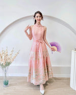 Halter Top with Hanfu Skirt Set PEACH PINK/ MAROON (SML)