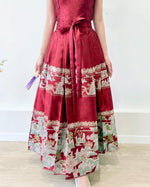 Halter Top with Hanfu Skirt Set PEACH PINK/ MAROON (SML)