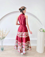 Halter Top with Hanfu Skirt Set PEACH PINK/ MAROON (SML)