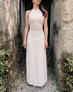 Halter Embroidery Lace Body Fit Maxi Gown NUDE PINK (ML)