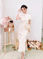 *S&C MADE* Eyelash Lace Bow Design QiPao WHITE (S-XL)