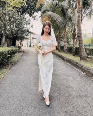Sweetheart Lacey Pleats Maxi Gown WHITE (S-L)
