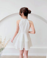 Pearl Design Halter Mini Dress WHITE/ MAROON (SM)