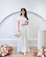 Satin Puff Off Shoulder Mermaid Maxi Dress (S-XL)