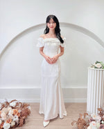 Satin Puff Off Shoulder Mermaid Maxi Dress (S-XL)