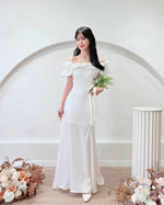 Satin Puff Off Shoulder Mermaid Maxi Dress (S-XL)