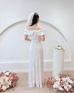 Satin Puff Off Shoulder Mermaid Maxi Dress (S-XL)