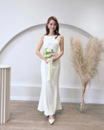 *S&C Made* Sleeveless Pleats Body Fit Mermaid Maxi Dress WHITE (XS-L)