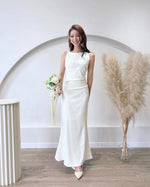 *S&C Made* Sleeveless Pleats Body Fit Mermaid Maxi Dress WHITE (XS-L)