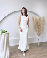*S&C Made* Sleeveless Pleats Body Fit Mermaid Maxi Dress WHITE (XS-L)