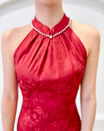 *S&C Made* Halter Pearl Neckline Qipao MAROON (XS-L)