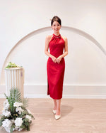 *S&C Made* Halter Pearl Neckline Qipao MAROON (XS-L)