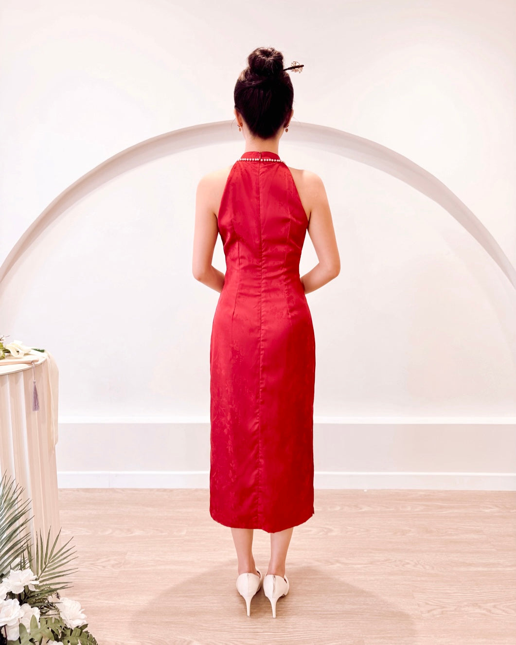 *S&C Made* Halter Pearl Neckline Qipao MAROON (XS-L)