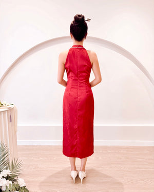 *S&C Made* Halter Pearl Neckline Qipao MAROON (XS-L)