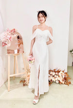 Sweetheart Mesh Cold Shoulder Maxi Gown WHITE (S-XL)