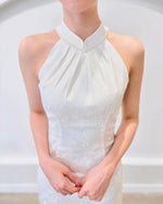 *S&C Made* Halter Pearl Neckline Qipao WHITE (XS-L)