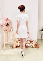 Square Neck Bow Design Mini Dress WHITE (S-XL)